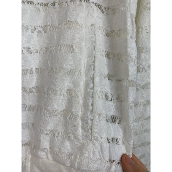 BCBGMAXAZRIA S Kasen White Lace Bomber Jacket  Zip Blend NWT $198 8043 - Picture 12 of 15